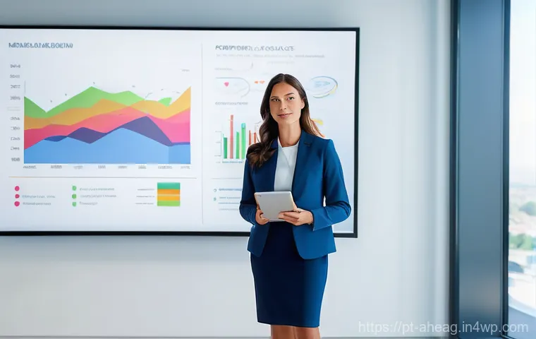 미래 직업을 위한 자기계발 목표 설정 - **Prompt:** A Portuguese professional woman, mid-30s, dressed in smart business casual attire, stand...